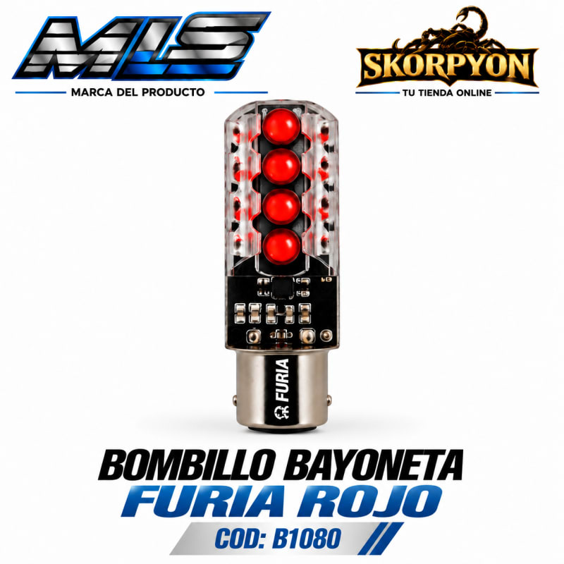 Bombillo Bayoneta Furia Rojo (Unidad)