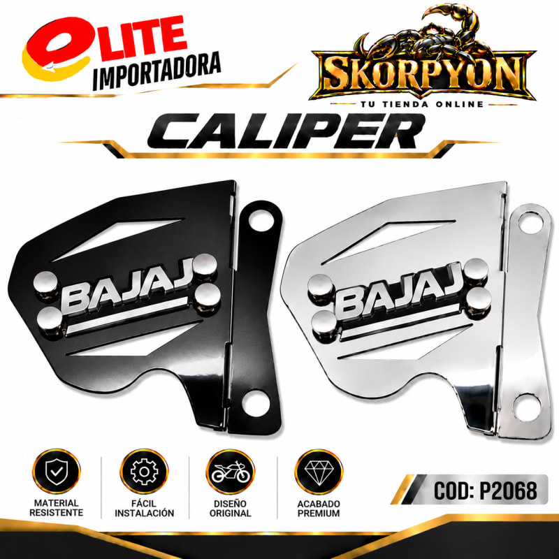 Caliper Bajaj 3D Cromado/Negro (Unidad)