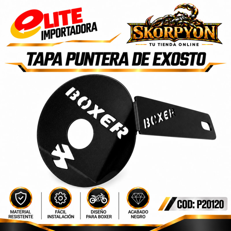 Tapa Puntera de Exosto Boxer Sencillo Negro
