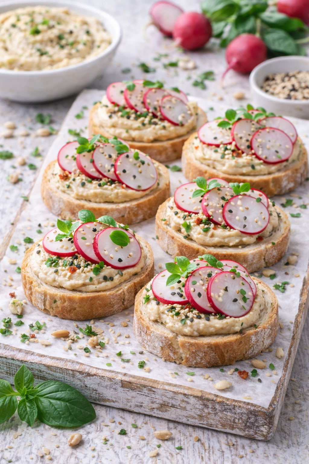 Humus-Radieschen Canapé (vegan)