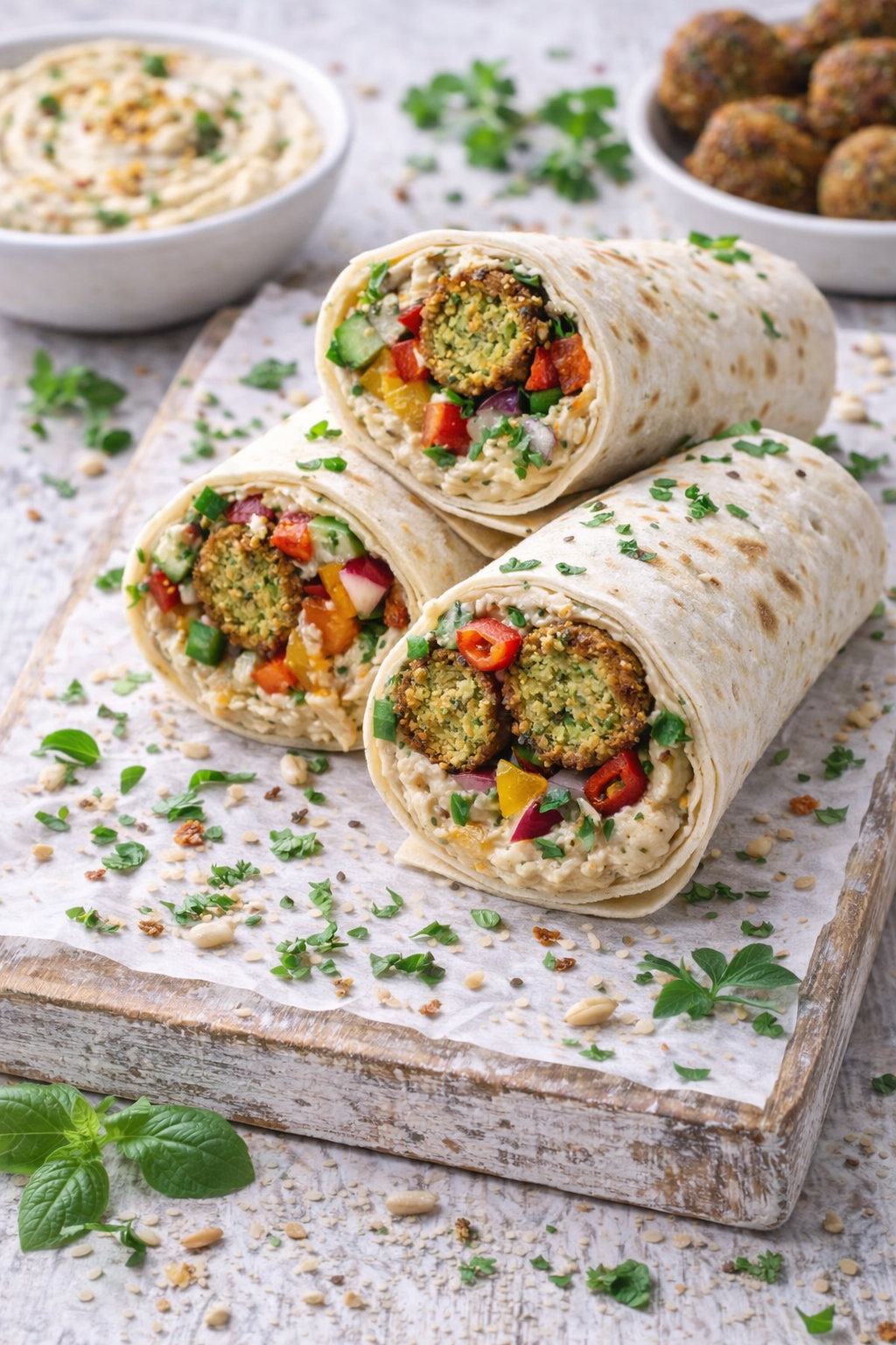 Hummus & Falafel Wraps (Vegan)