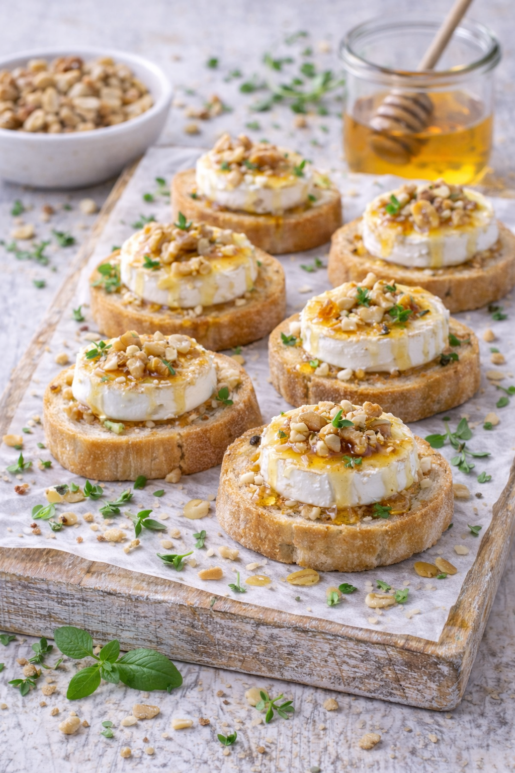 Ziegenkäse-Crostini mit Honig und Walnüssen (Veggie)
