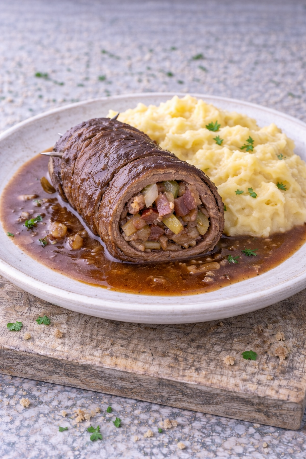 Rinderrouladen mit Speck und Zwiebeln