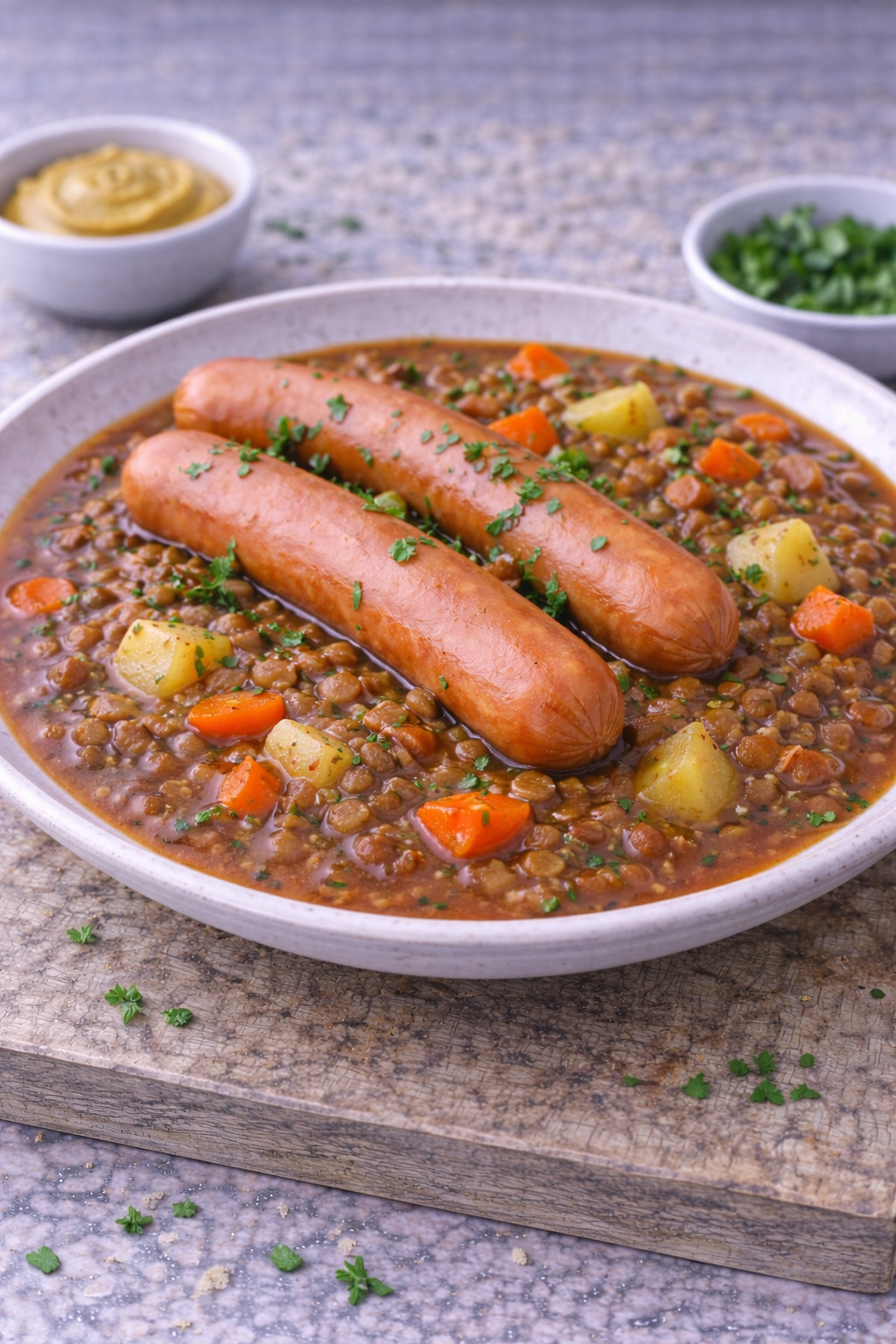 Linseneintopf mit Wiener