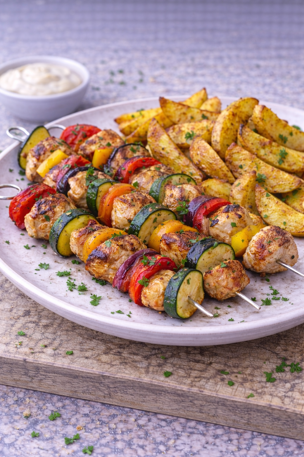Hähnchen-Gemüse-Spieße