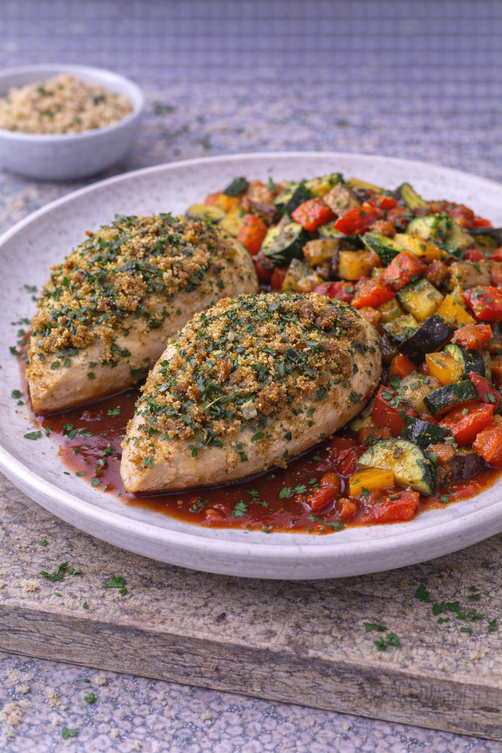 Hähnchenbrust mit mediterraner Kräuterkruste