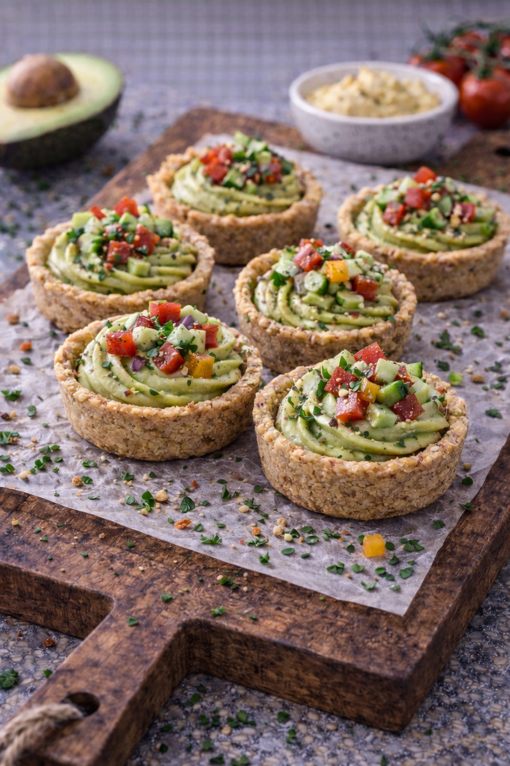 Avocado-Hummus-Tartelettes (vegan)