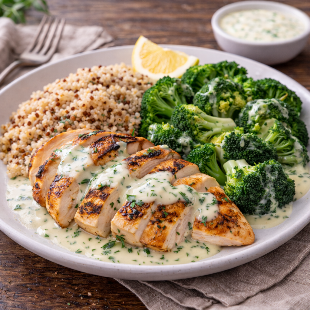 Gegrilltes Hähnchen mit Quinoa & Brokkoli