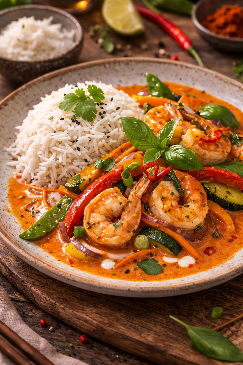 Thai Curry mit Garnelen