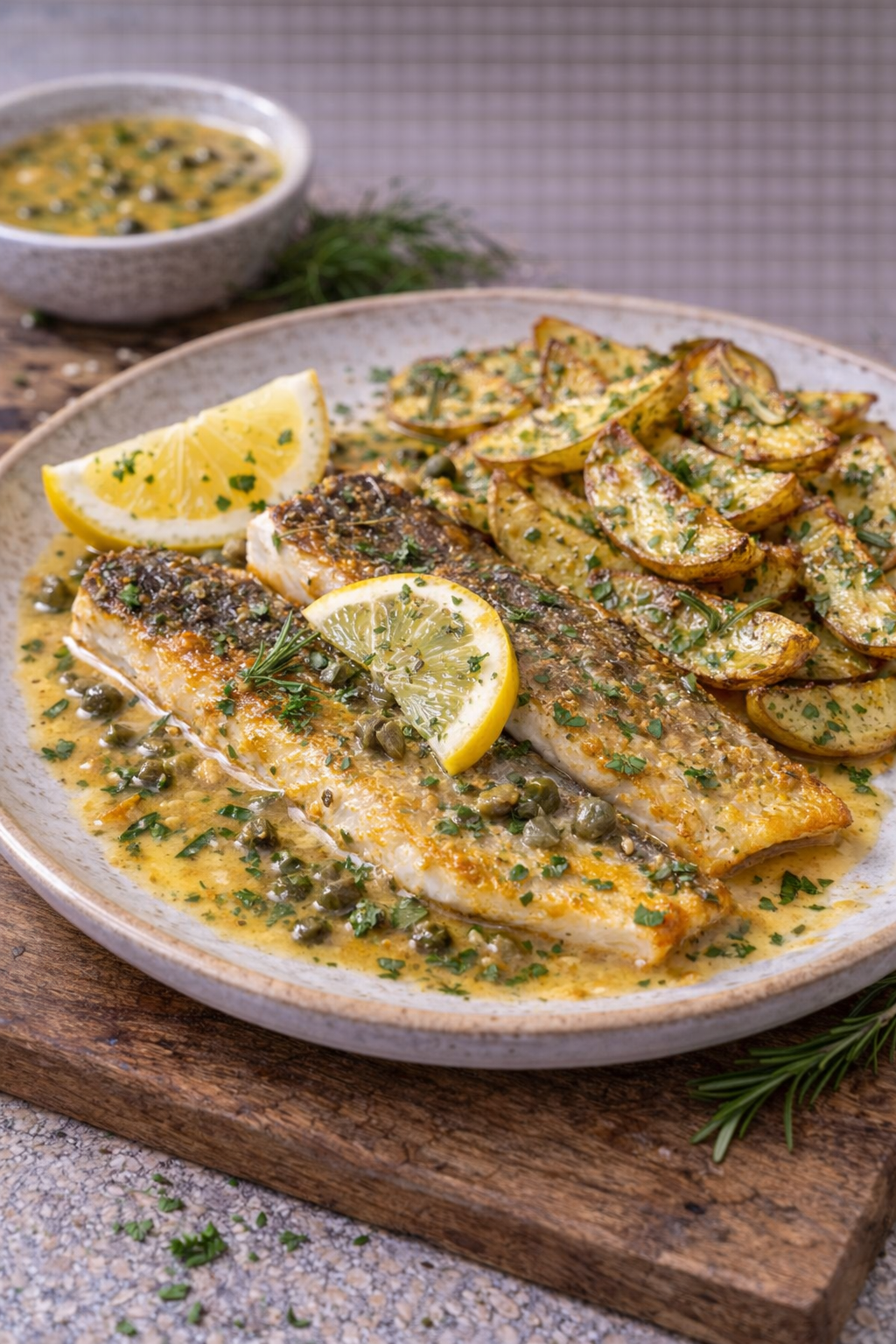 Gebratener Zander mit Zitronen-Kapern-Sauce