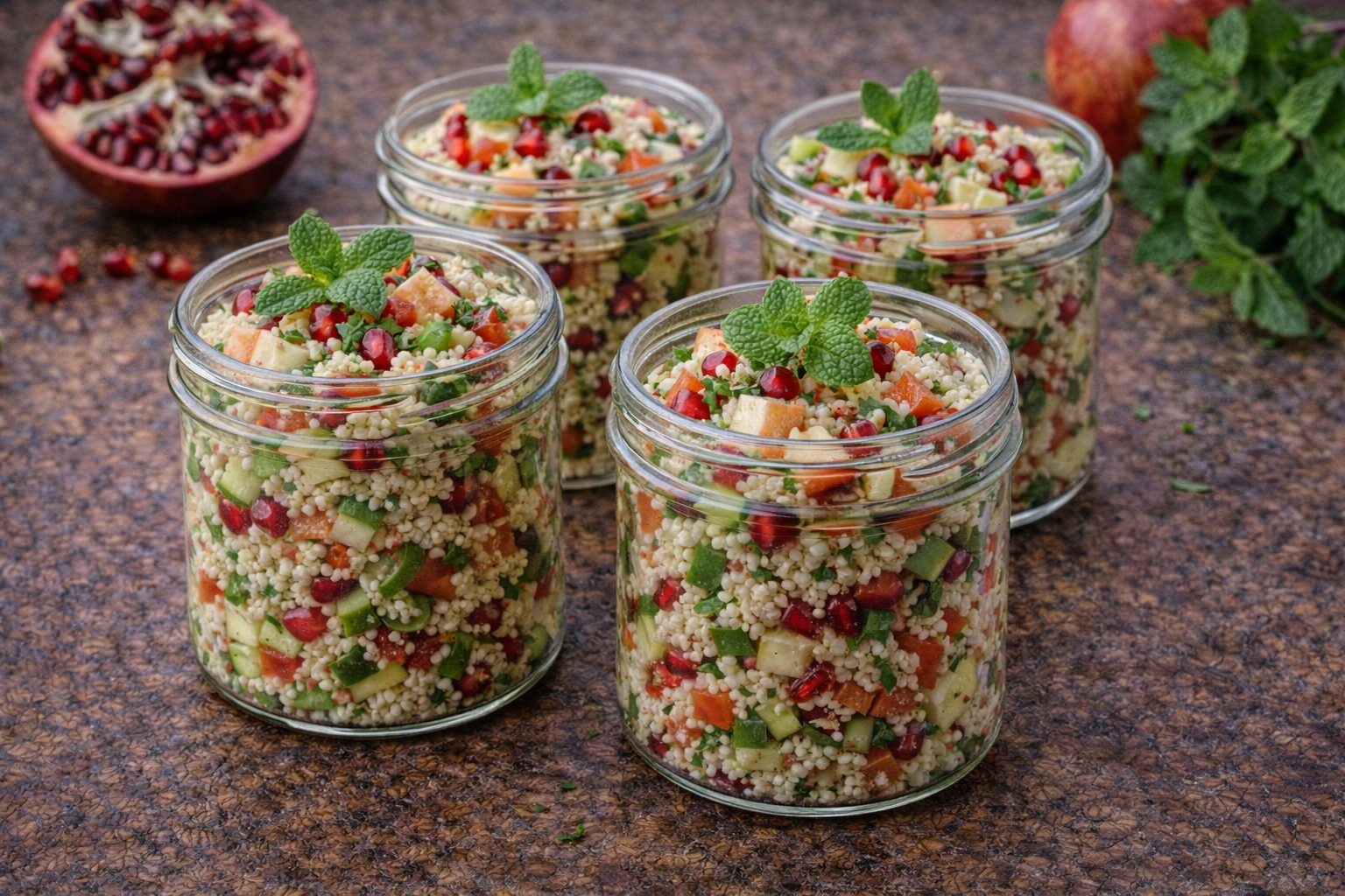Couscoussalat mit Gemüse & Minze (vegan)