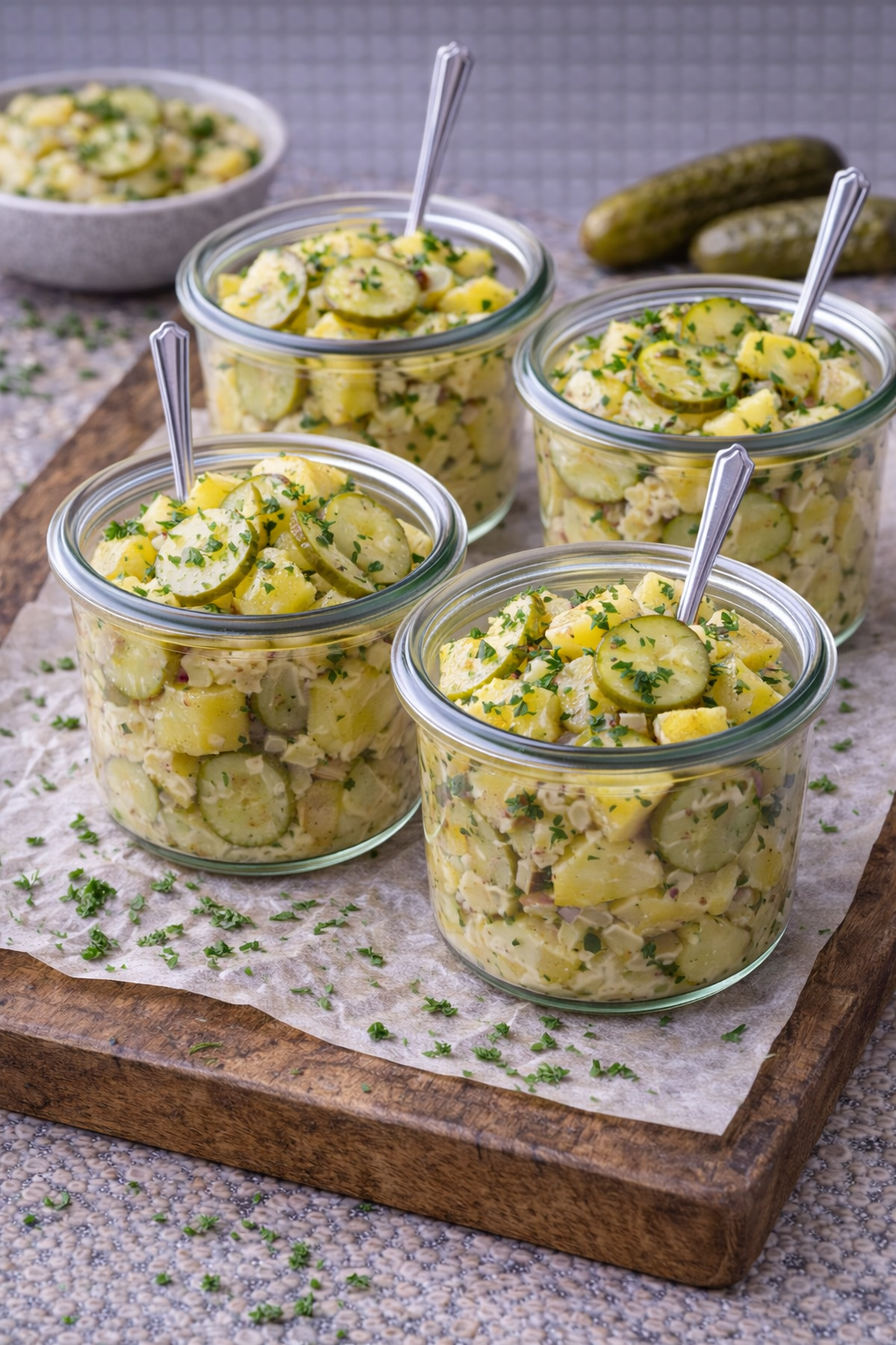 Kartoffelsalat mit sauren Gurken