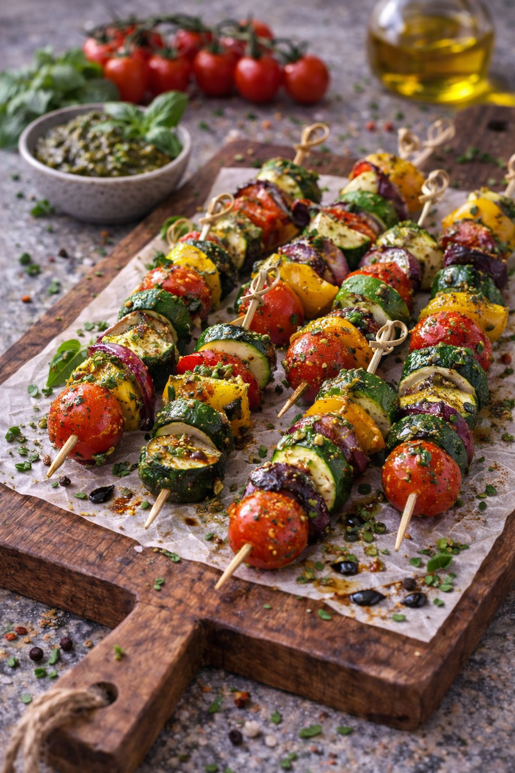 Gemüse-Spieße mit Pesto-Marinade (veggie)