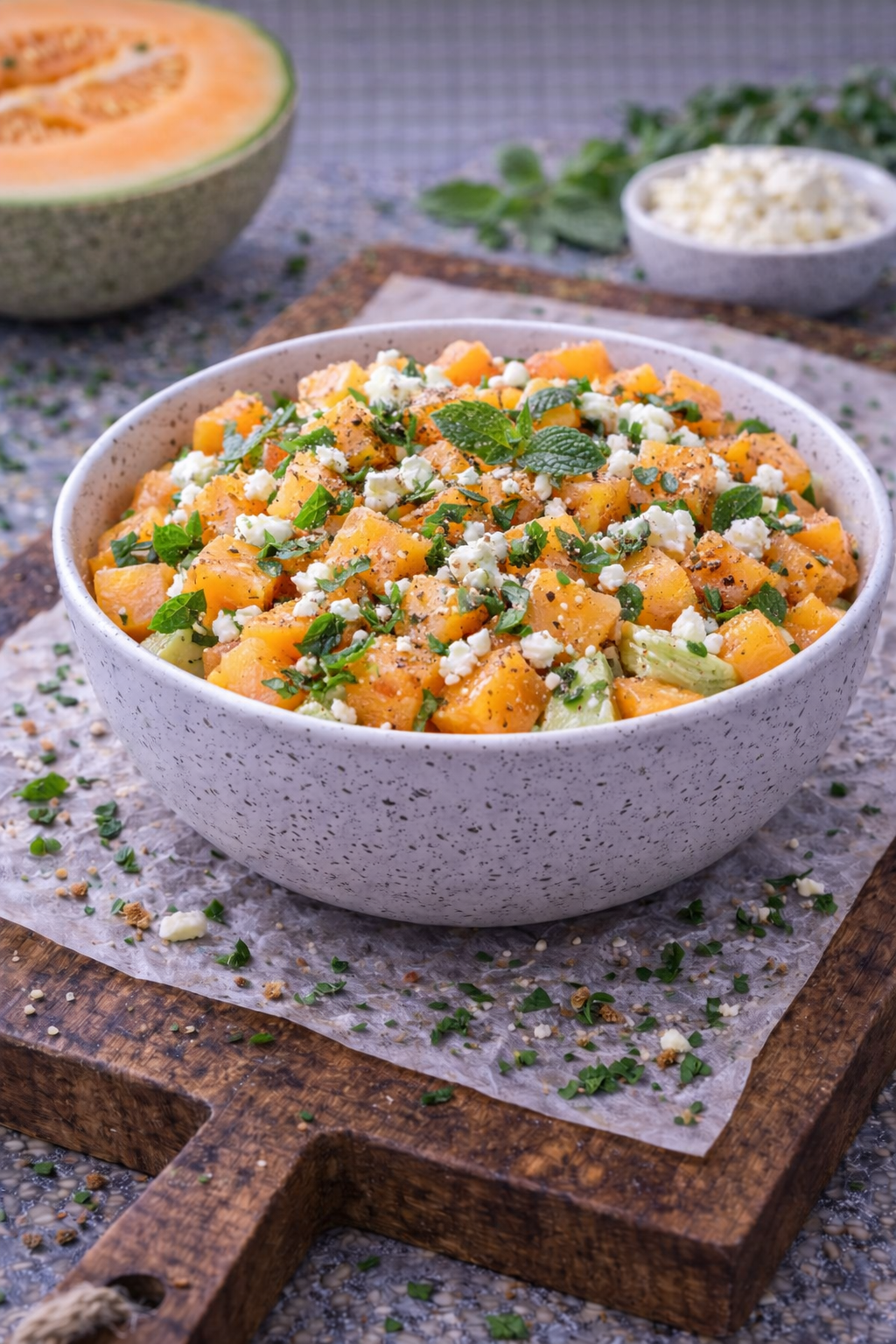 Melonen-Minze-Salat mit Feta (veggie)