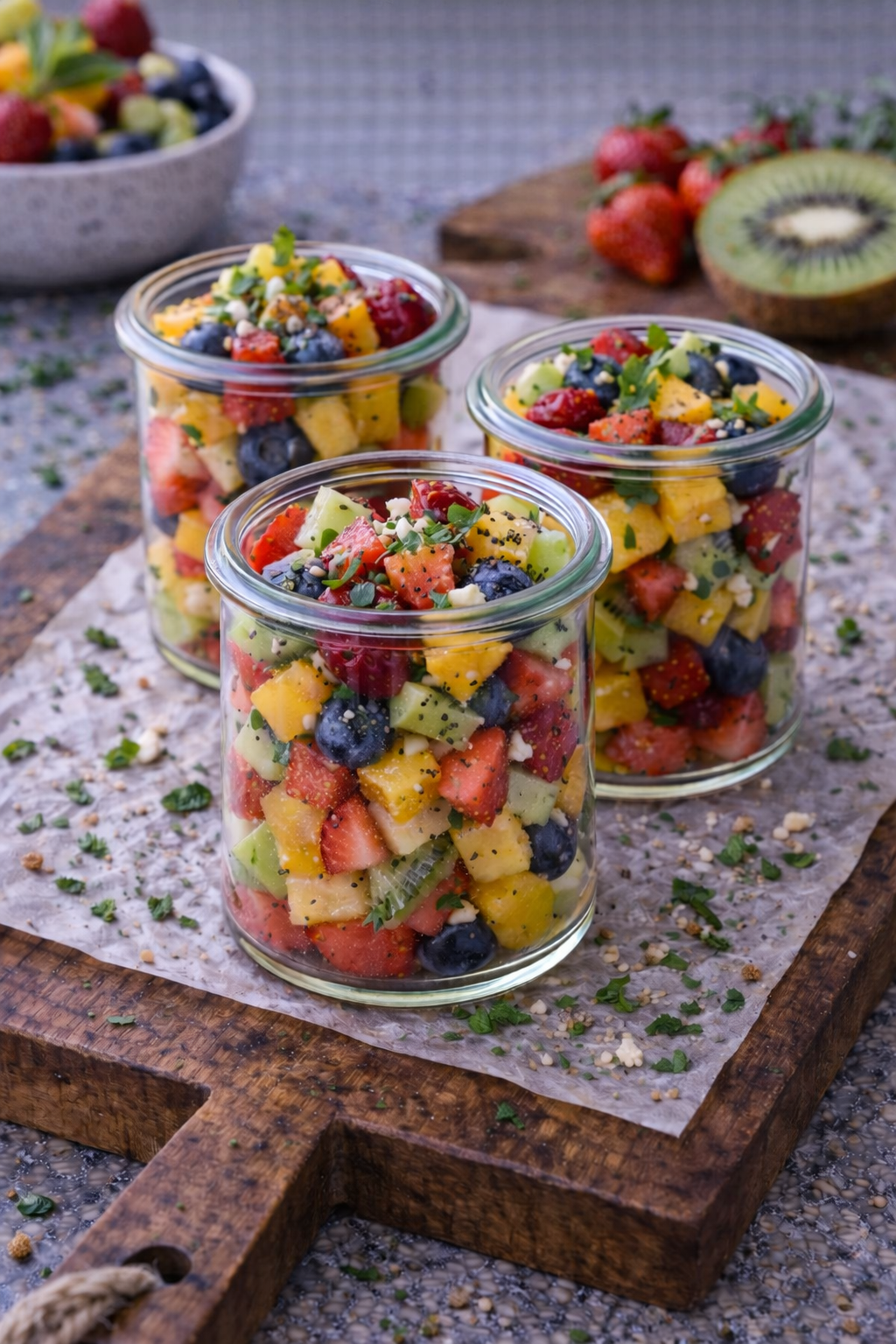 Fruchtsalat im Gläschen