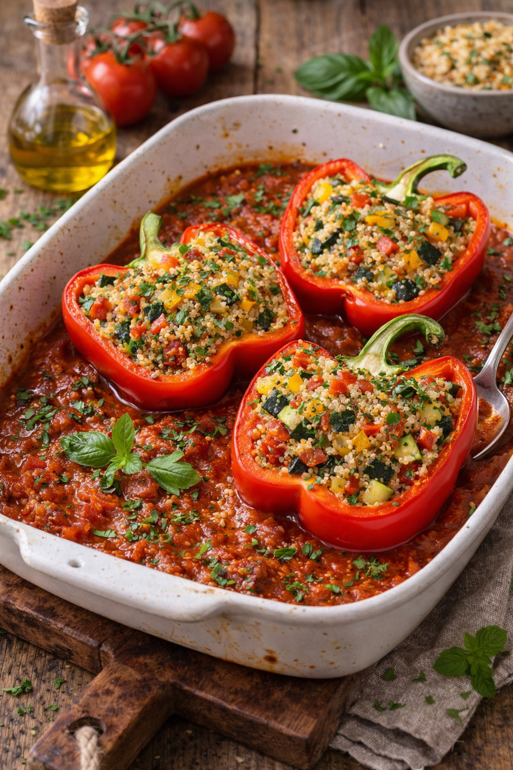 Gefüllte Paprika mit Gemüse und Quinoa (vegan)