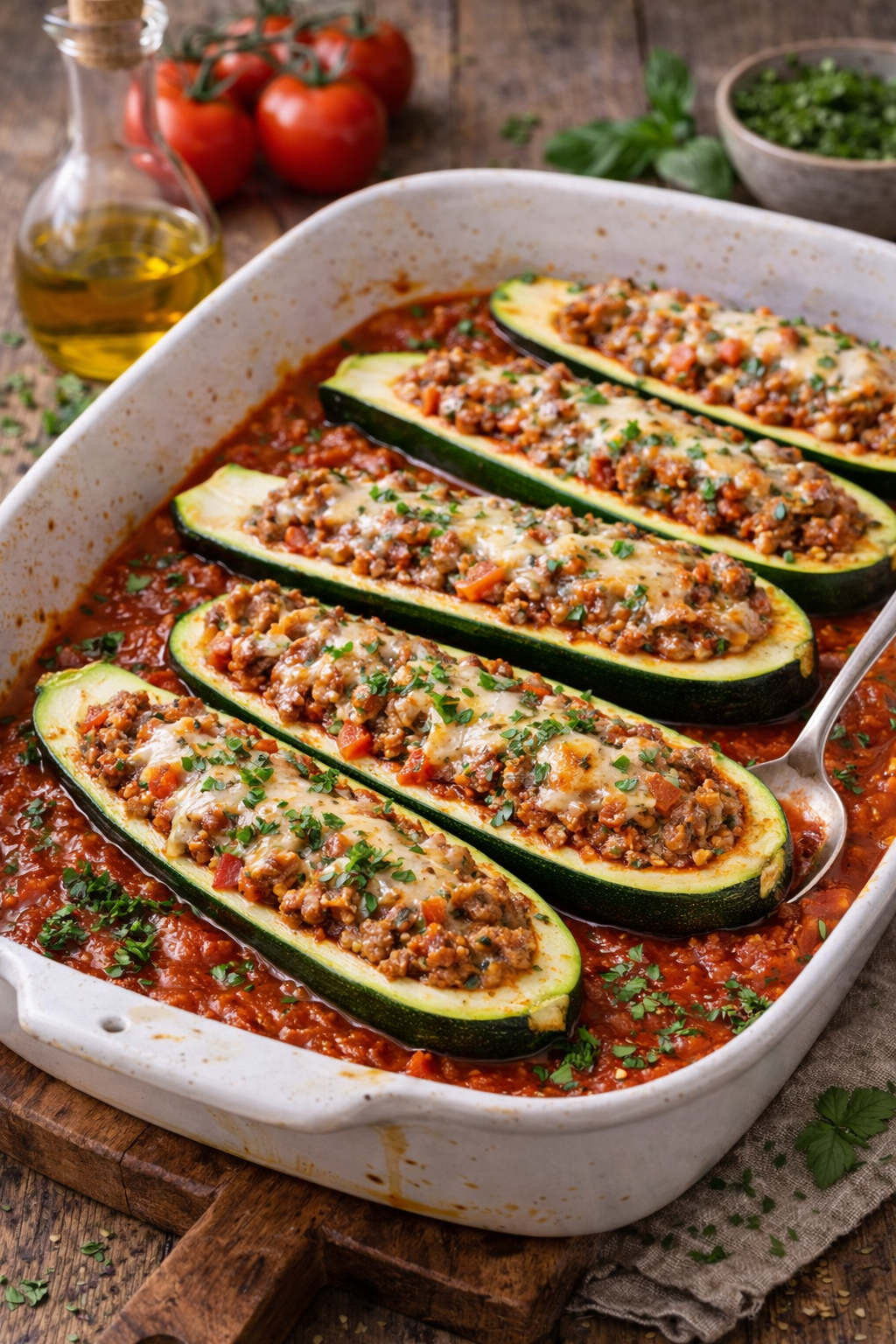 Gefüllte Zucchini-Schiffchen