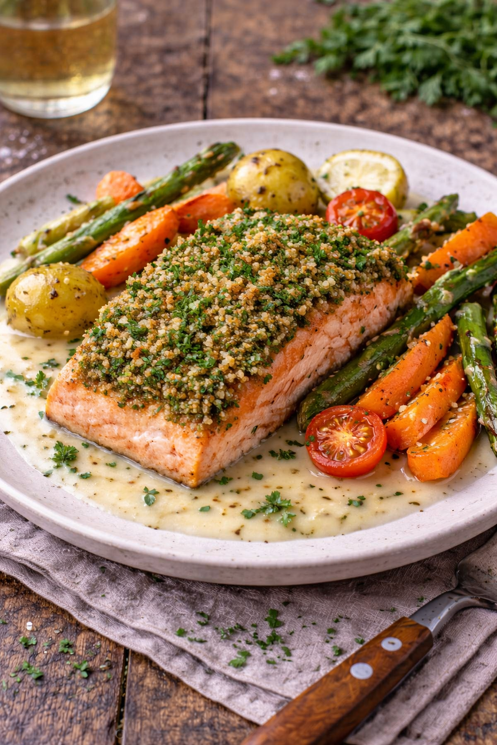 Wildlachs in Kräuterkruste