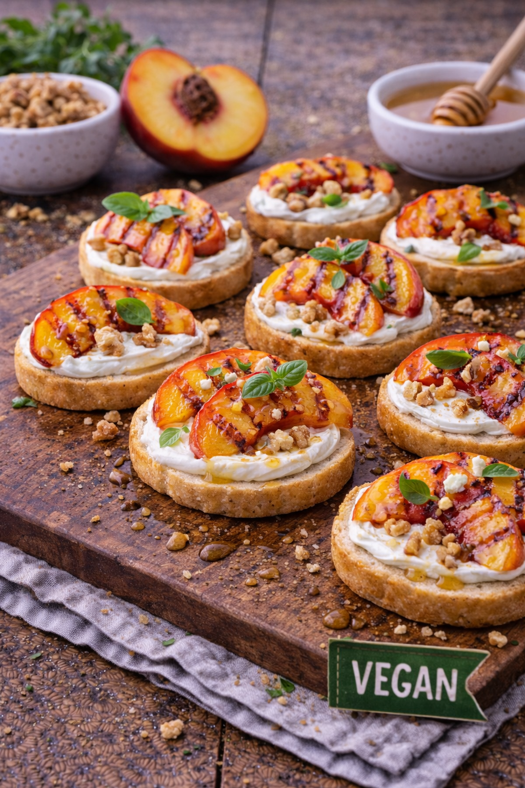 Gegrillter Pfirsich auf Frischkäse Canape´