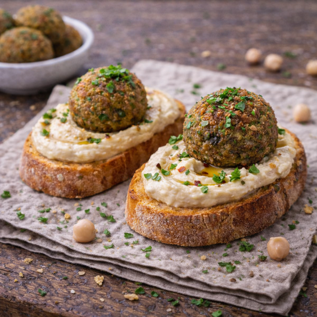 Crostini Hummus & Falaffel (vegan)