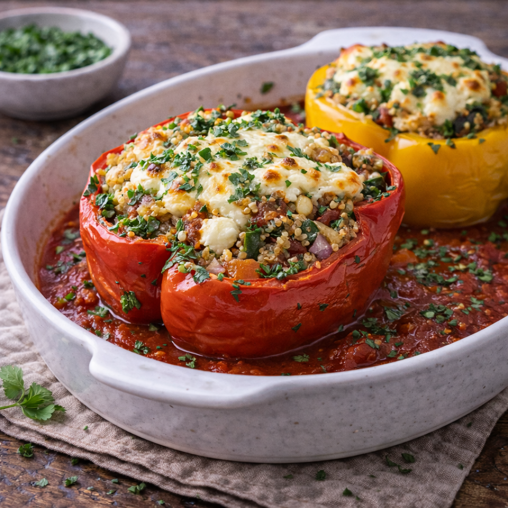 Gefüllte Paprika mit Quinoa und Fetakäse (veggie)