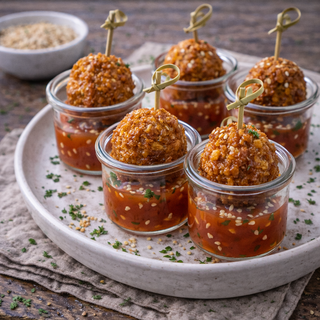 Frittierte Hähnchenbällchen süß sauer
