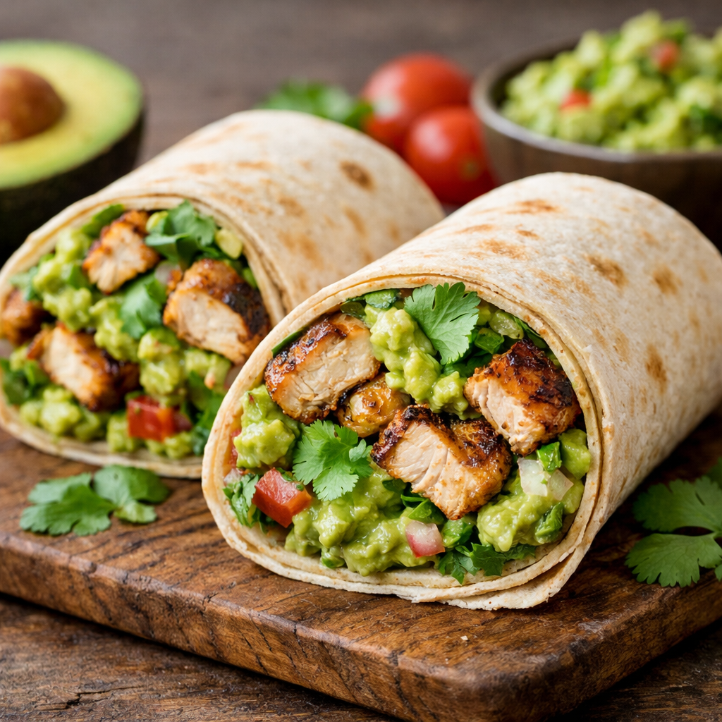 Hähnchenwrap mit Guacamole & frischem Koriander