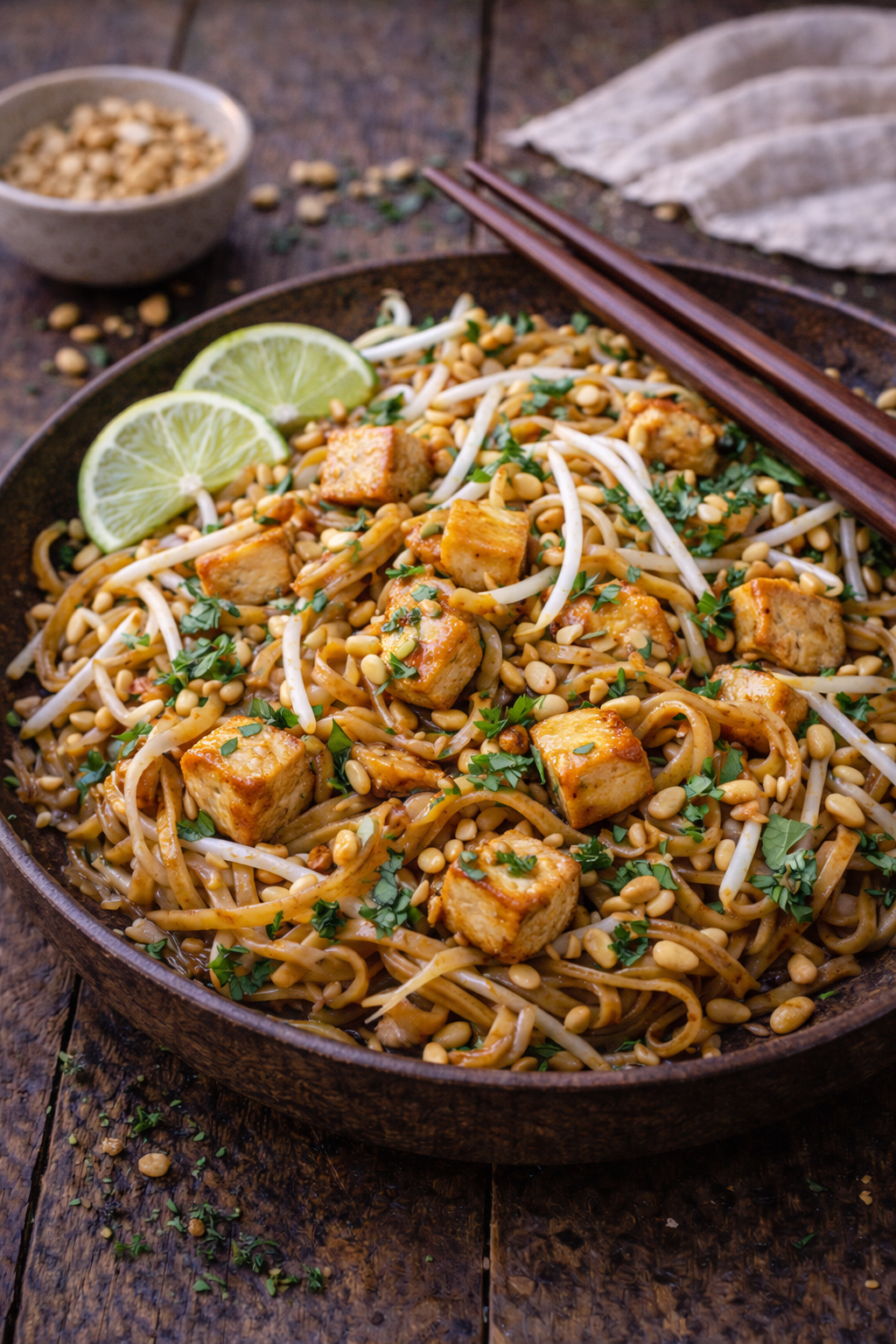 Pad Thai with peanuts & Tofu (Veggie)
