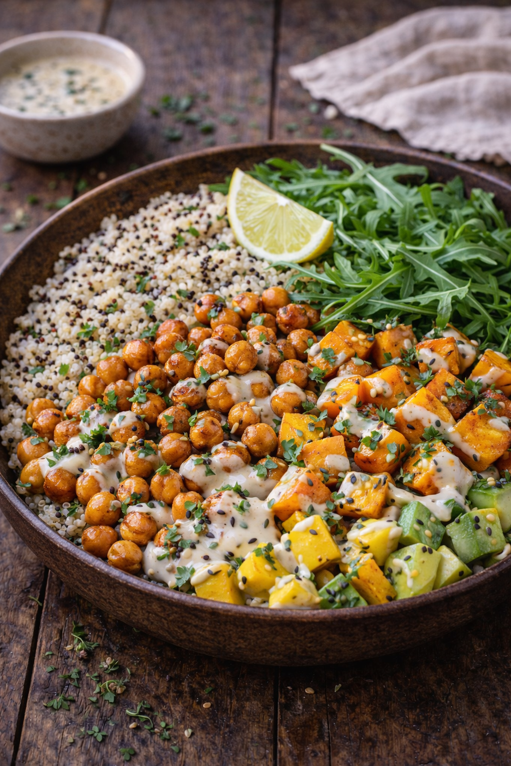 Quinoa Vegetable Bowl with roasted chickpeas