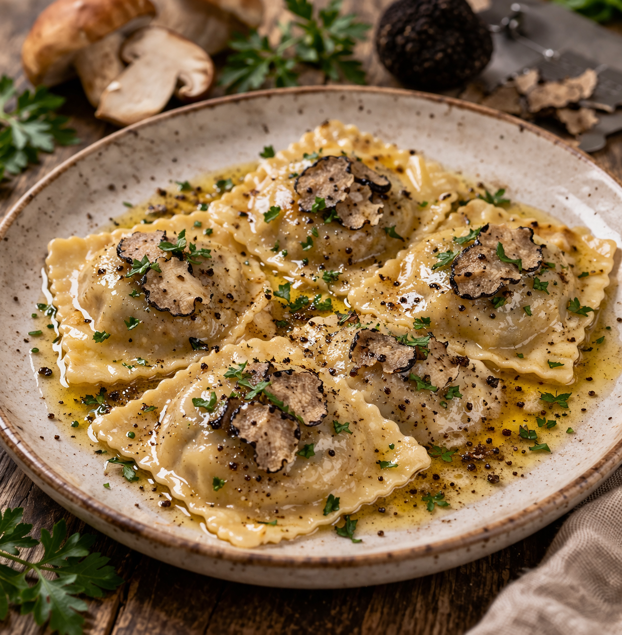 Ravioli mit Steinpilzfüllung & Trüffelbutter