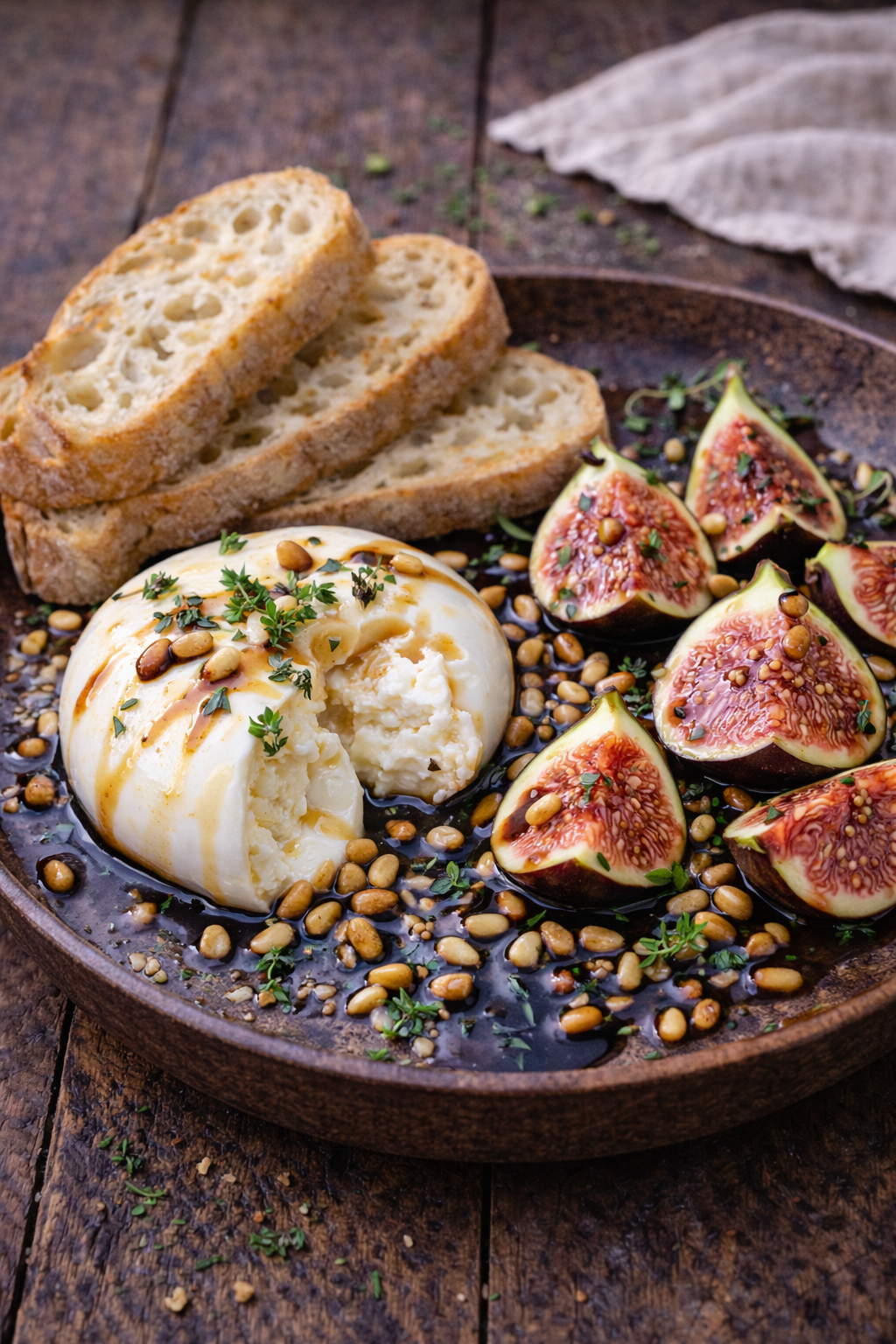 Burrata with Figs & Honey Balsamic Reduction