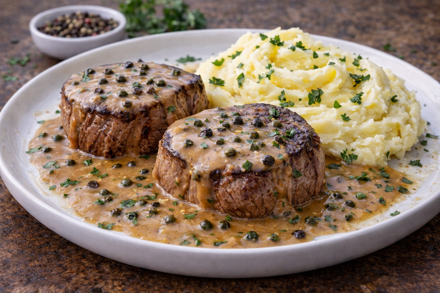 Rinderfilet Medaillons in Pfeffersauce