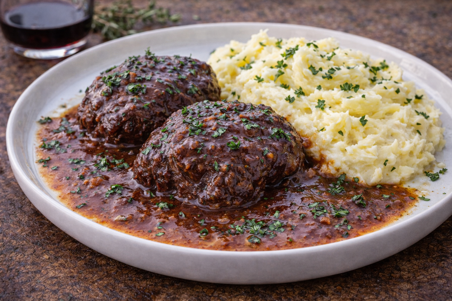 Braised beef cheeks