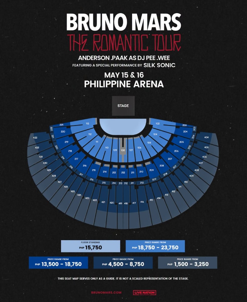 Bruno Mars The Romantic Tour Seat Plan