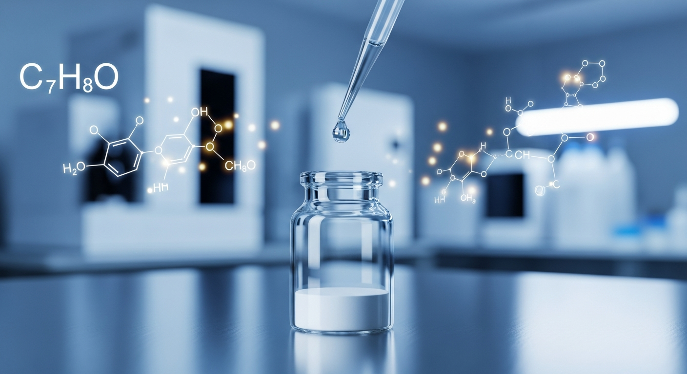 Sterile laboratory pipette reconstituting research peptides with 0.9% benzyl alcohol for in-vitro biochemical analysis.