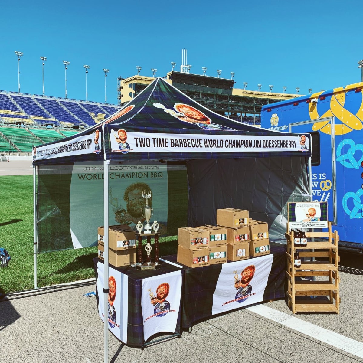 Jim Quessenberry's BBQ tent at a racetrack