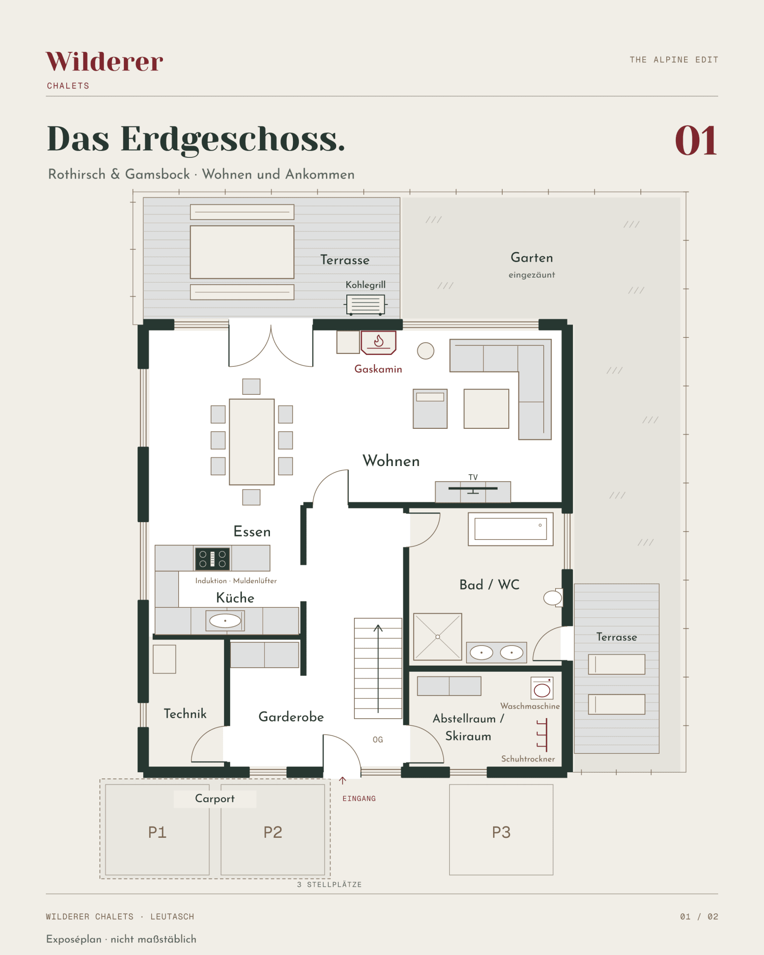 Chalet Rothirsch · úplný půdorys přízemí