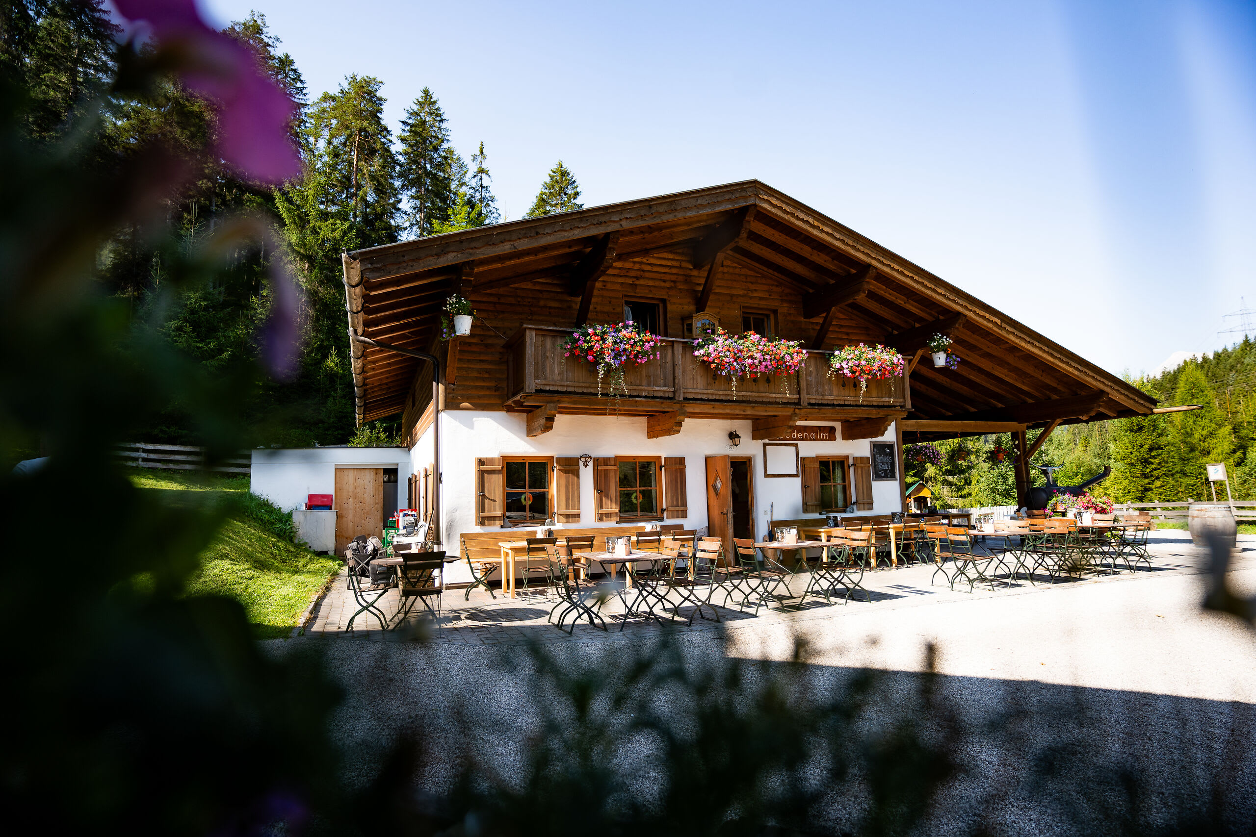 Bodenalm om sommeren i Leutasch – den laveste hytta i Seefeld-regionen