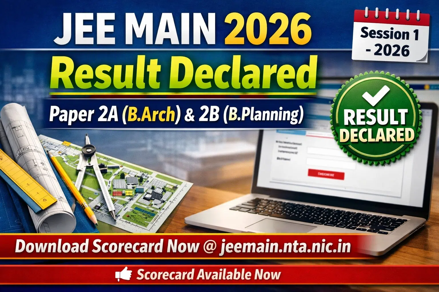 JEE Main 2026 Session 1 Result Declared for Paper 2A...