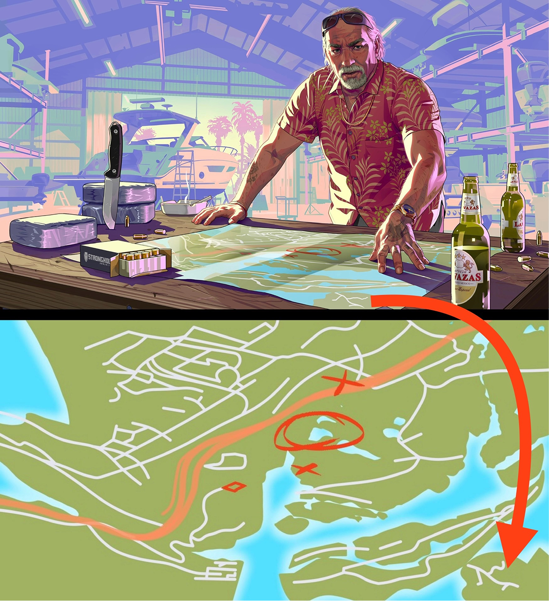 GTA 6: Arte Oficial da Rockstar Revela Detalhes Secretos do Mapa de Leonida Keys