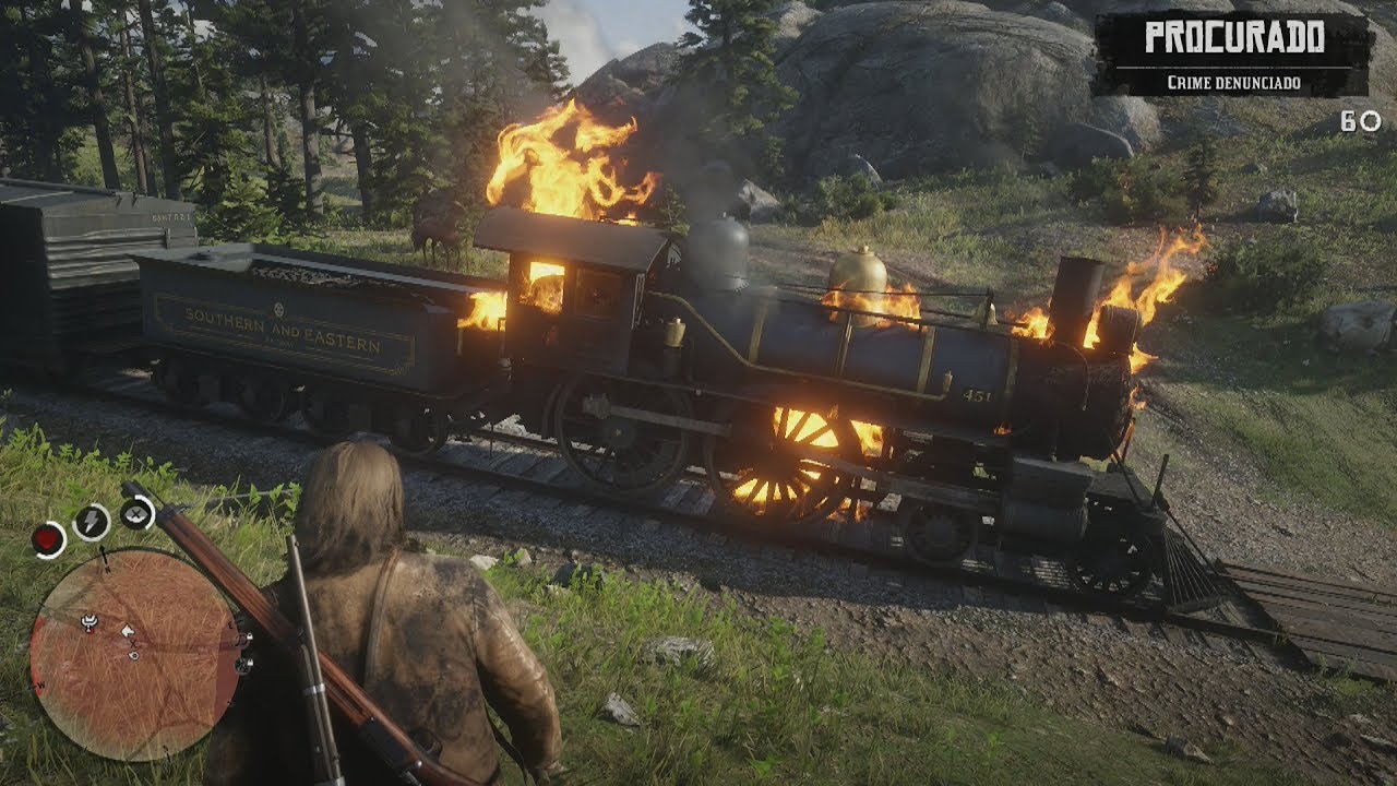 Cena de assalto a trem em Red Dead Redemption 2