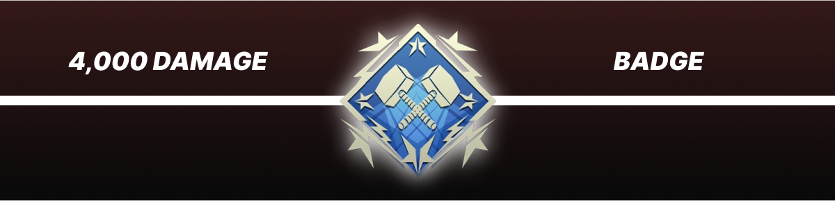 Apex Legends 4K Damage Badge – shown on a dark gradient background, representing one of the most difficult achievements in the game, awarded for dealing 4,000+ damage in a single match.