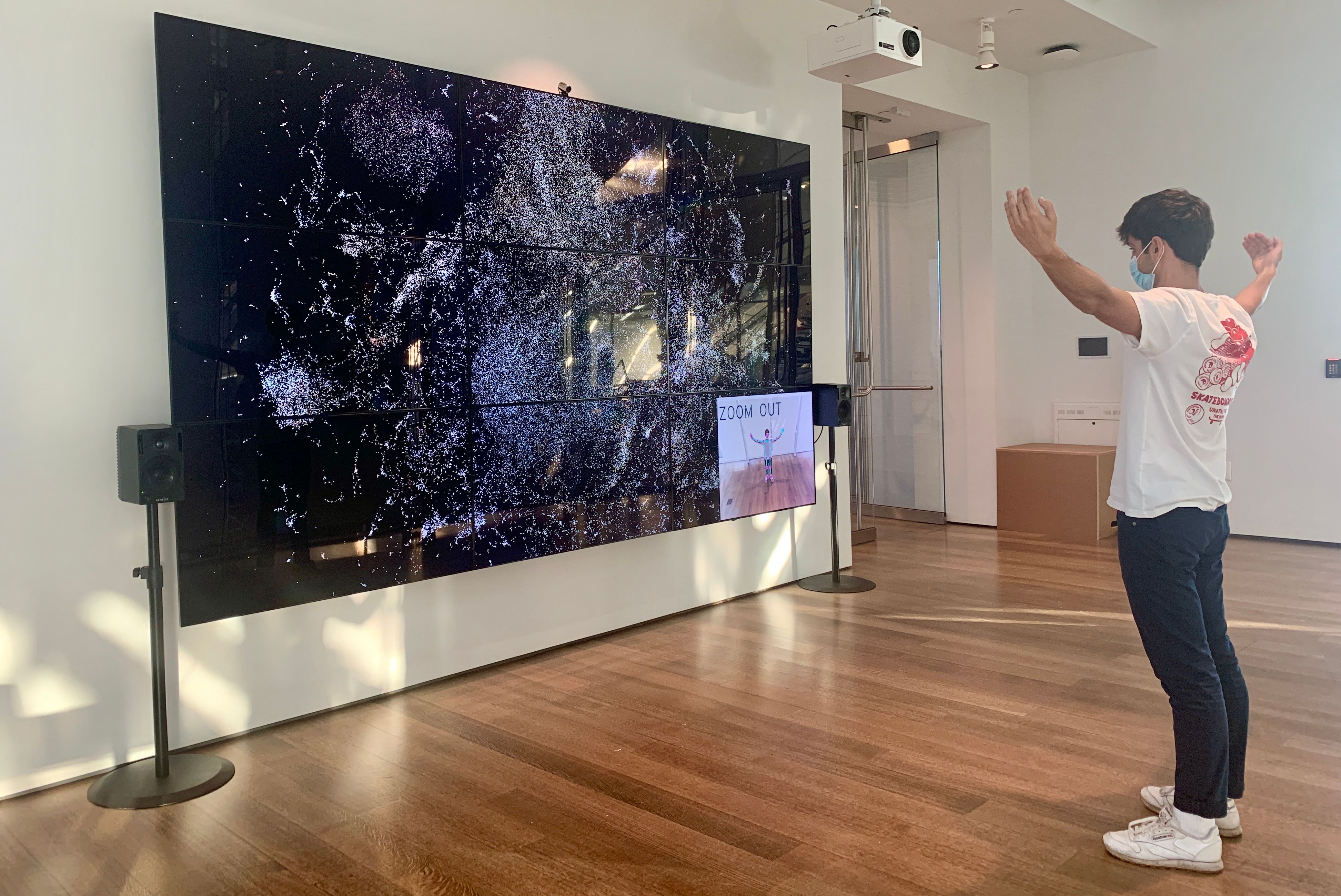 Pablo Castillo demonstrating the choreographic interface at the Harvard Art Museums' Lightbox Gallery