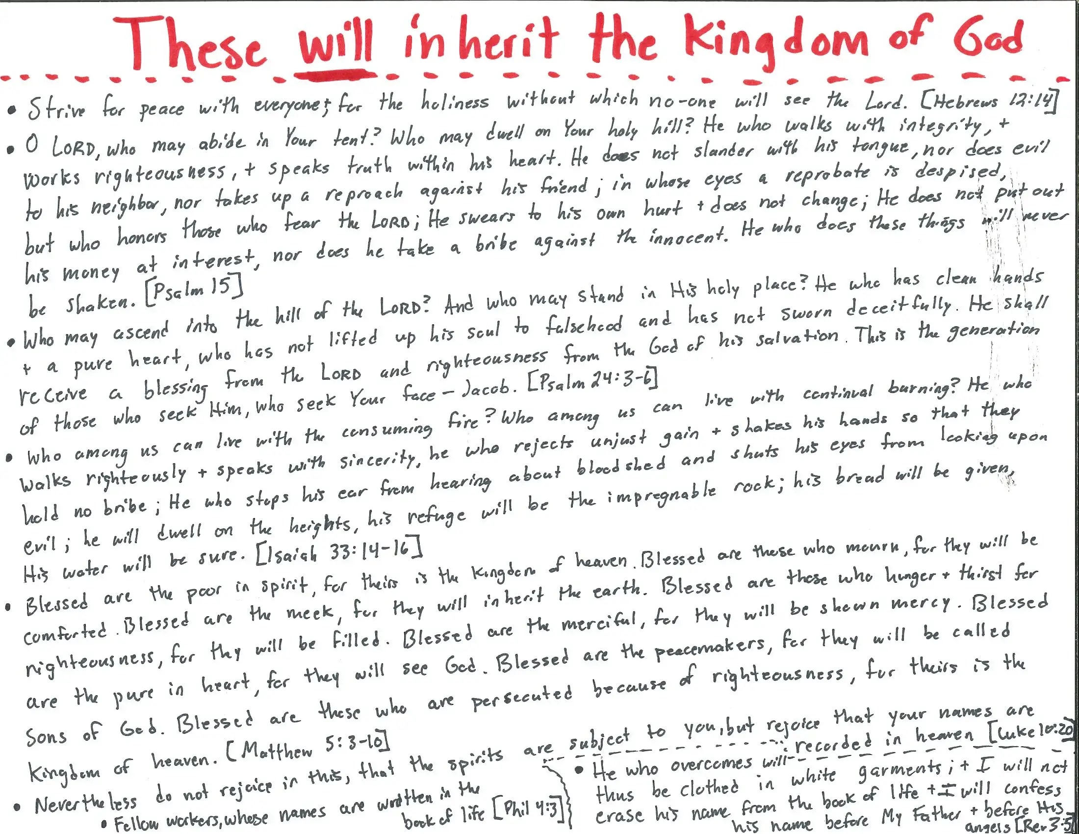 Will Inherit the Kingdom (verses)