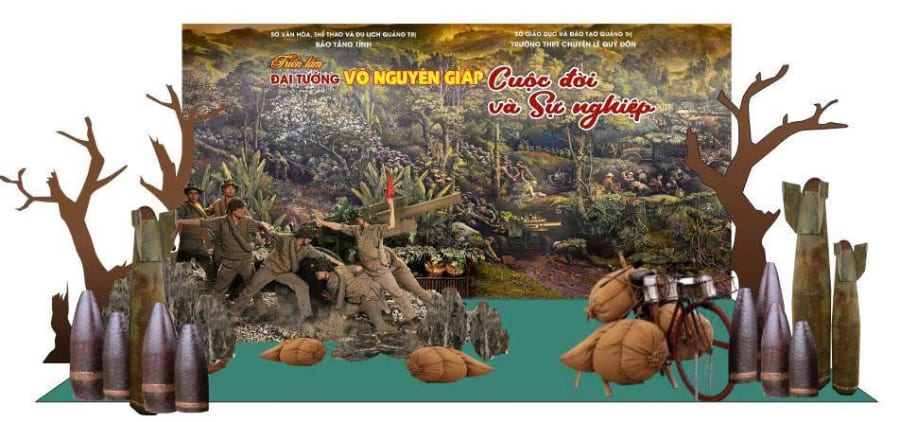 Không gian check-in được thiết kế như một bức tranh sống động tái hiện chiến trường xưa. - Ảnh: Bảo tàng tỉnh Quảng Trị.