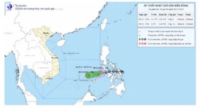 Áp thấp nhiệt đới di chuyển nhanh hơn với tốc độ khoảng 20km mỗi giờ