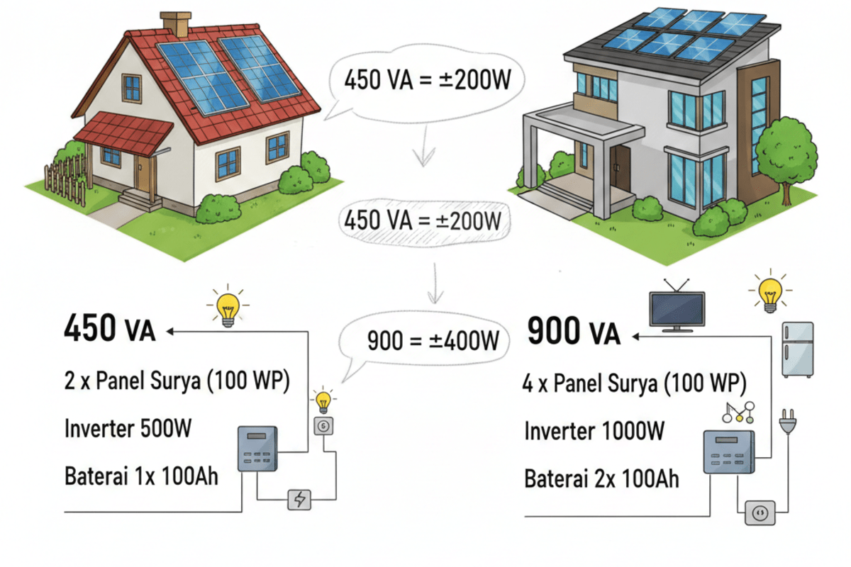 Berapa Banyak Panel Surya untuk Rumah 450 VA & 900 VA? Simak Perhitungannya!
