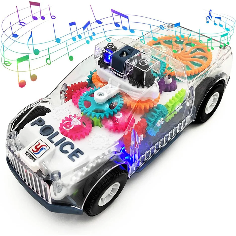 Electric Toy Car Transparent Gear With Lights Music Car Model Toy Universal Grar Police Car Toy - Image 9