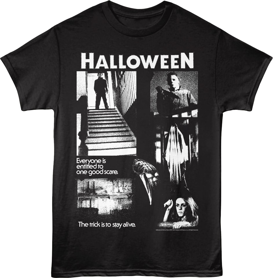 Black & White One Good Scare Collage Halloween T-Shirt