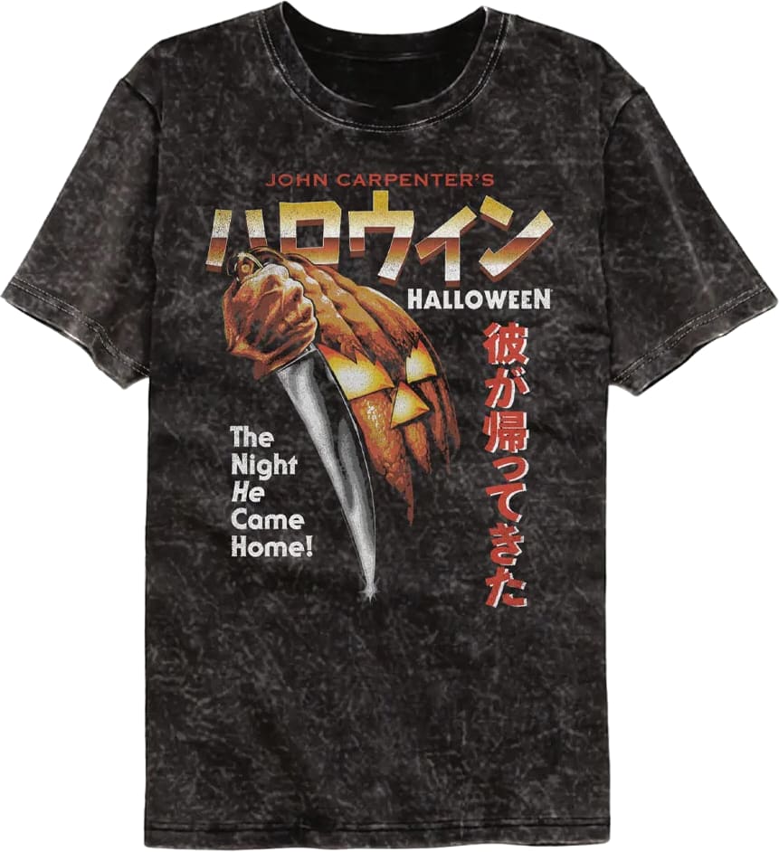 Retro Japanese Poster Halloween Mineral Wash T-Shirt